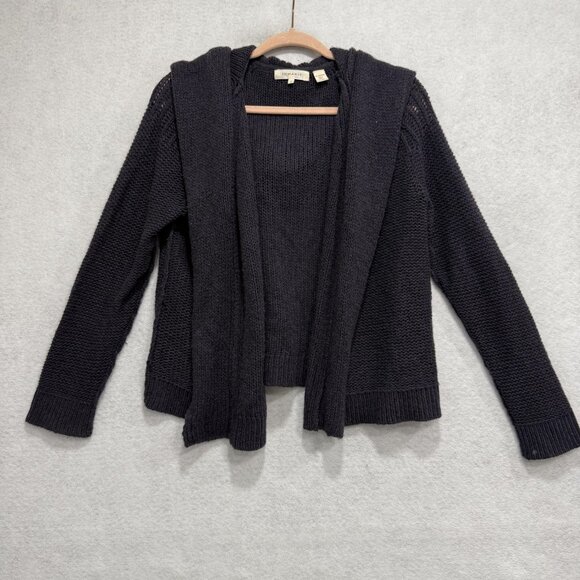 Inhabit Sweater Womens Small Blue Cashmere Open Front Hooded Cardigan Soft Knit - Picture 1 of 7